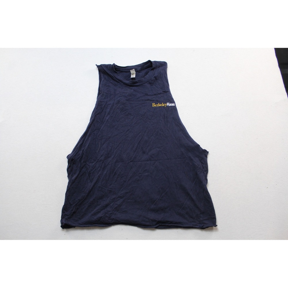 American Apparel Tank Top Mens Large Blue Good Berkeley Haas Boats Oski Graphic